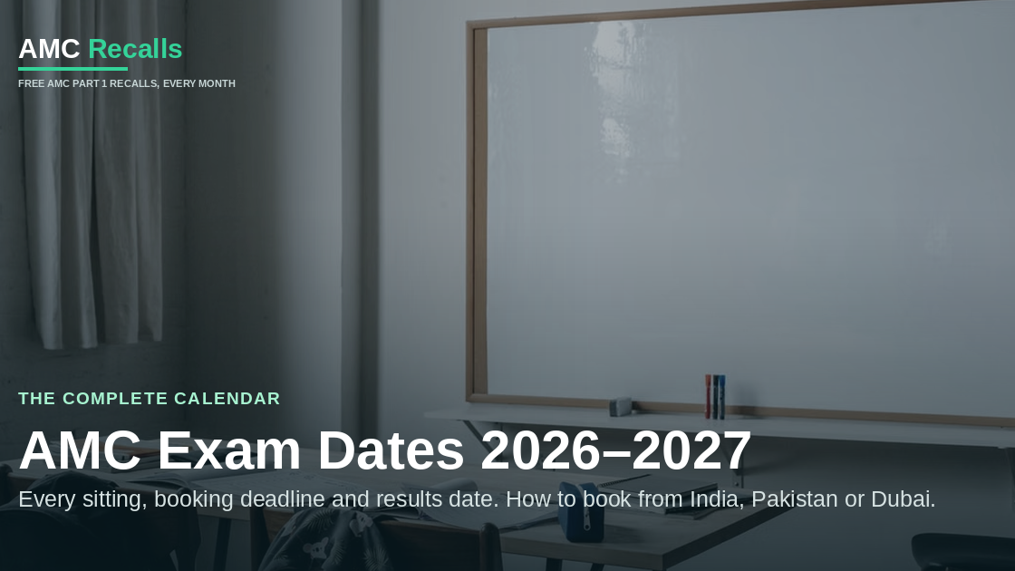 AMC Exam Dates 2026–2027: Every Sitting, Booking Deadline and Results Date (Plus How to Book from India, Pakistan or Dubai)
