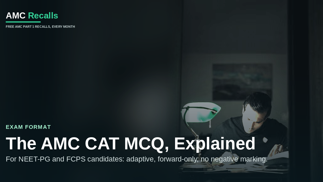 AMC CAT MCQ Format Explained for NEET-PG and FCPS Candidates: Adaptive, Forward-Only, No Negative Marking